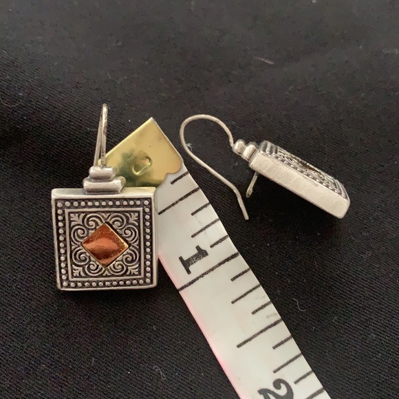 Elegant silver hook earrings with gold plate - Picture 4 of 4